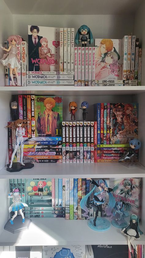 Manga Shelf Ideas, Manga Shelf, Anime Bedroom Ideas, Anime Bedroom, Anime Books, Otaku Room, Anime Decor, Anime Room, Cute Room Ideas