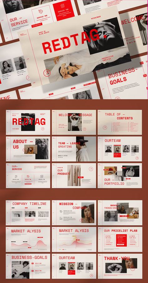 REDTAG Powerpoint Presentation Templates - 35 Creative Slides Retail Presentation Design, Industrial Presentation Design, Company Presentation Design Powerpoint, E Course Design, Slides Layout Design, Graphic Design Slides, Process Book Design Layout, Presentation Slides Design Layout, Creative Slides Presentation