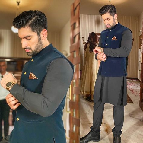 Wedding Kurta For Men, Groom Dress Men, Alia Bhatt Photoshoot, Gents Kurta Design, Mens Fabric, Gents Kurta, Blue Suit Men, Slim Fit Suit Men, Waistcoat Men