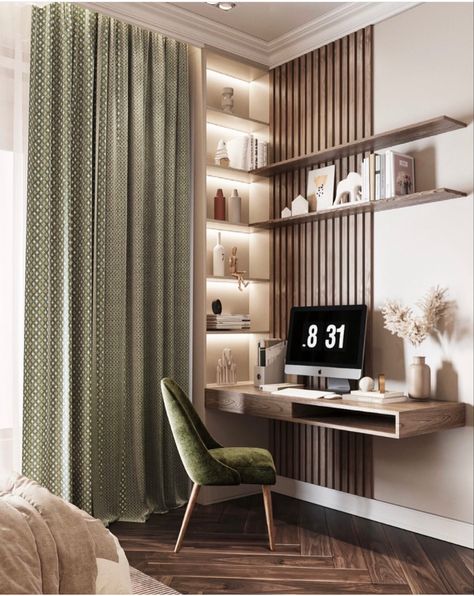 Corner Workstation In Bedroom, Tv Wall Design With Study Table, Corner Computer Desk Ideas, Modern Study Rooms, Trading Room, Home Study Rooms, Working Wall, Modern Home Offices, Study Room Design