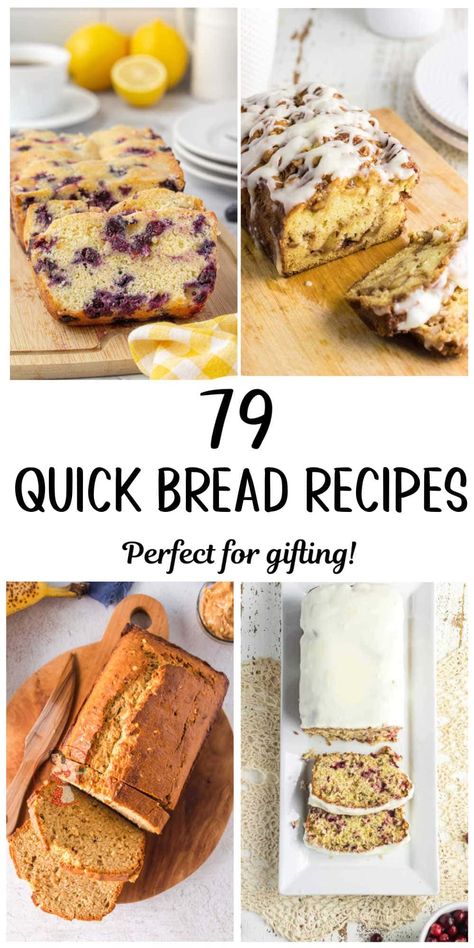 Over 75 easy recipes for sweet quick breads that are perfect for breakfast, brunch, or giving as gifts. There's something for everyone! Easy Bake Sale Breads, Small Breads Recipe, Regag Bread Recipe, Small Bread Loaves, Pampered Chef Stone Loaf Pan Recipes, Quick Sweet Breads, Making Homemade Bread Easy Recipes, Best Loaf Bread Recipes, Mini Quick Bread Loaves