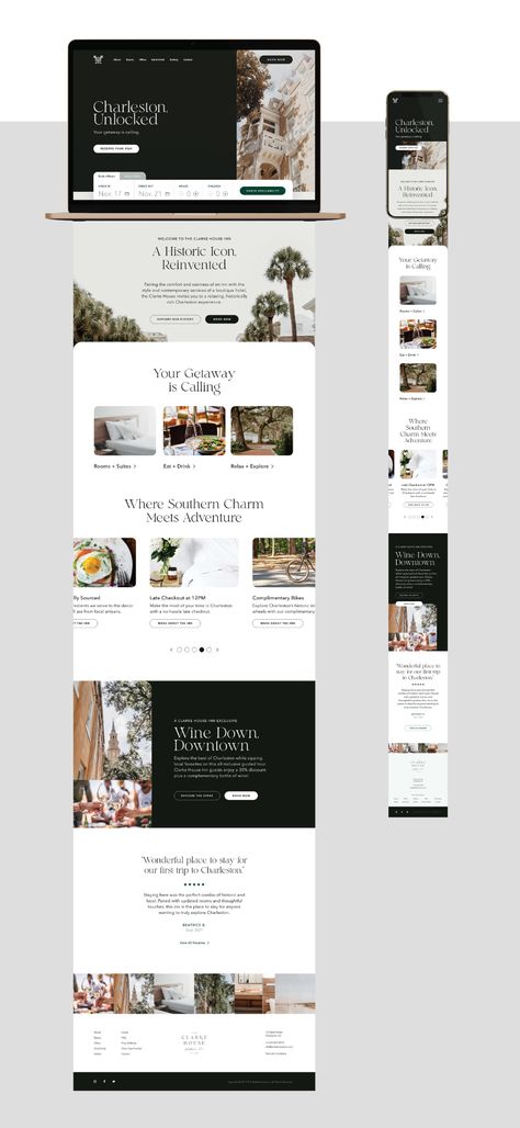 The Clarke House Inn on Behance Blog Set Up Design, Webpage Design Layout, Shoot Concept, Design Sites, Web Ideas, Ui Ux 디자인, Visuell Identitet, Website Design Inspiration Layout, Banner Web