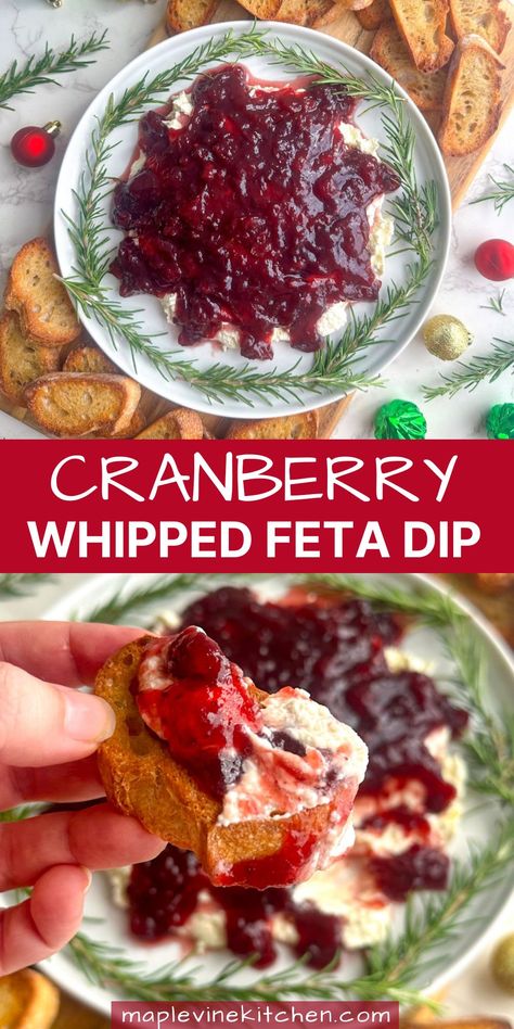 Cranberry Whipped Feta, Appetizer For Christmas, Cranberry Appetizer, Cranberry Dip, Winter Appetizers, Appetizers Thanksgiving, Whipped Feta Dip, Party Side Dishes, Holiday Appetizers Easy