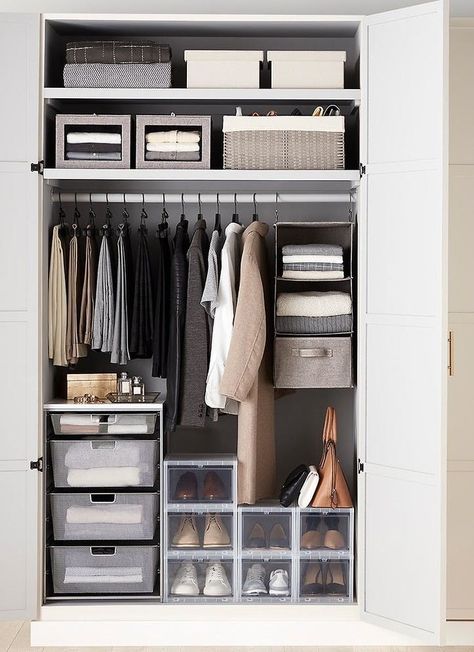 Cupboard Organization Clothes, Mobile Home Bedroom, Mens Closet Organization, Small Closet Storage, Small Closet Organization Bedroom, Closet Organisation, Maximize Closet Space, Closet Organized, Closet Diy