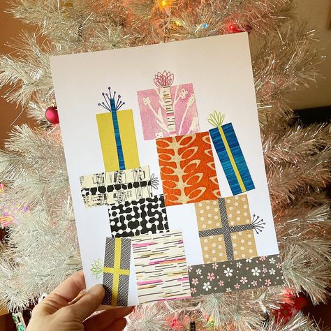 Lucie Duclos on Instagram: “Merry Christmas everybody!🎄❄️🎄#paperpalscollageclub #happyholidays #shinyandbright #merrychristmas #collagegirl” Christmas Paper Art, Christmas Cards Collage, Paper Layering Art Christmas, Mixed Media Collage Christmas Cards, Christmas Collage Art, Collaged Christmas Cards, Collage Christmas Cards, Christmas Card Collage, Merry Christmas Everybody