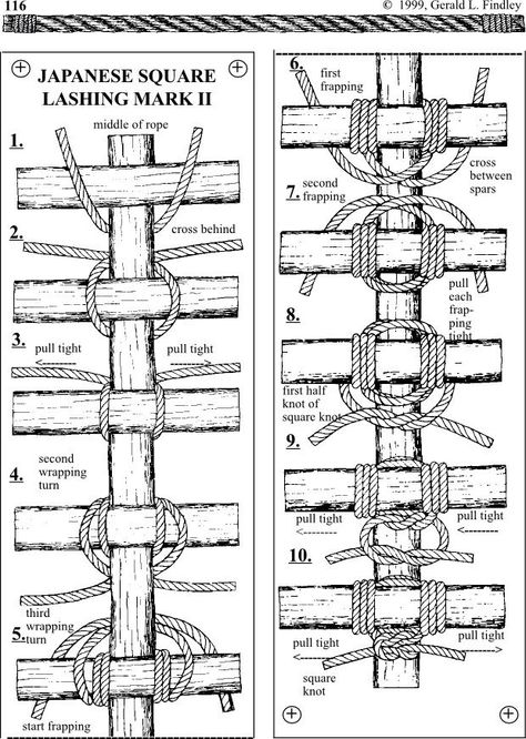 To do jute strapping Square Lashing, Camping Knots, Bamboo Diy, Survival Knots, Bamboo Trellis, Bamboo Canes, Bushcraft Camping, Bamboo Fence, Bamboo Crafts