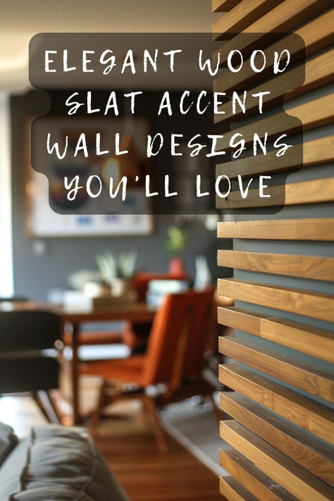 Add elegance to your home with wood slat accent walls. Explore design ideas and materials to create a sophisticated and stylish focal point. Click to explore the best designs! 🌿✨ #WoodSlatWall #HomeDecor #InteriorDesign #AccentWall #DIYHome Wood Wall Installation, Ideas For Feature Walls, Wood Design Accent Wall Stairs, Easy Wood Accent Wall Ideas, Staggered Slat Wall, Wooden Accent Wall Behind Tv, Diy Wood Slats Wall, Decorative Wall Treatments, How To Break Up A Large Wall