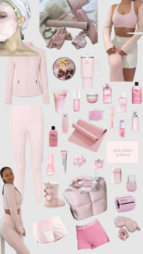 Pink pilates princess !! 🎀🧘🏻‍♀️🎧🍵 Princess Aesthetic Outfits, Pink Pilates Princess, Pretty Pink Princess, Pink Pilates, Basic Skin Care Routine, Pilates Princess, Workout Fits, Healthy Girl, Pink Girly Things