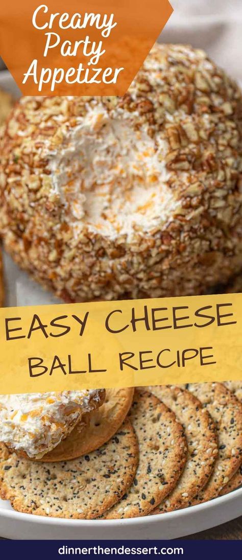 Cheese Ball: an easy party appetizer made with cream cheese, cheddar cheese, and pecans that is quick and perfect for any holiday party! Utz Cheese Balls, Cheese Balls Halloween, How To Make Cheese Balls Recipes, Budding Cheese Ball, Cheese Ball With Ranch Packet, Cheese Ball Flavors, Cheeseball For Thanksgiving, Breakfast Cheese Ball, Gluten Free Cheese Ball Recipes