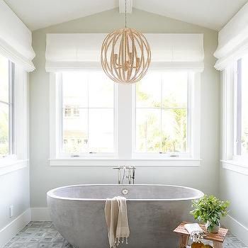 Interior design inspiration photos by Brooke Wagner Design - Page 11 Glass Globe Chandelier, Sphere Chandelier, Rope Chandelier, Concrete Interiors, Stone Bathtub, Bathtub Design, Bubble Chandelier, Shower Stall, Free Standing Bath Tub