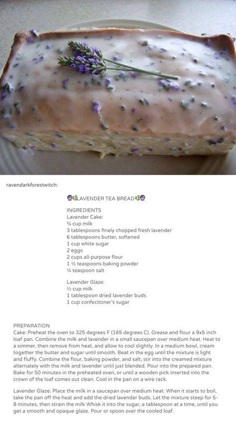 Lavender Tea Cake, Lavender Bread, Kitchen Witch Recipes, Resepi Biskut, Lavender Cake, Tea Bread, Fresh Lavender, Lavender Tea, Tea Cake