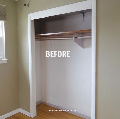 Before I had my bedroom closet updated, I thought having a "walk-in" closet was the only way my husband and I could share a closet. Turned out, we just needed a… Bifold Doors Makeover, Cheap Closet, Closet Redo, Closet Door Makeover, Custom Closet Design, Bifold Barn Doors, Reach In Closet, Closet Renovation, Closet Remodel