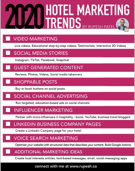 🔥 Discover the most impactful marketing strategies you can use for 2020 and beyond.  By Rupesh Patel, http://www.rupesh.co  #marketing  #hotels #hospitality #strategy #marketing Hospitality Marketing Ideas, Hotel Marketing Ideas, Hotel Technology, Hotel Management Hospitality, Hotel Content, Hospitality Marketing, Conversation English, Business Study, Business Plan Infographic