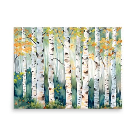 Water Color Fall Birch Trees, Aspen Tree Watercolor Painting, Aspen Tree Painting Easy, Aspen Watercolor, Aspen Painting, Birch Forest Painting, Colorado Autumn, Aspen Trees Painting, Birch Trees Painting