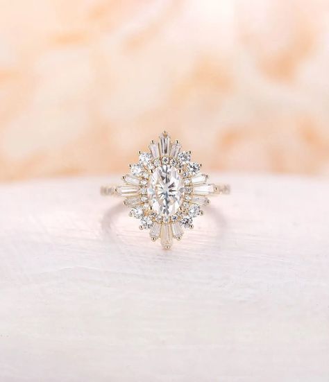 Rose Gold Diamond Band, Diamond Ring Oval, Vintage Moissanite Engagement Ring, Oval Moissanite Ring, Diamond Cluster Engagement Ring, Gold Diamond Band, Moissanite Engagement Ring Oval, Yellow Gold Diamond Ring, Oval Moissanite