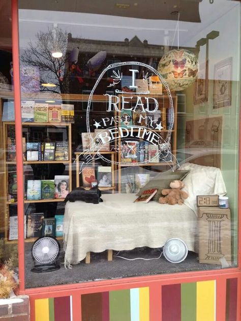 Great store window at my favorite book store.  Fox Den books and Gifts. River Falls, WI. Great place for used books and they also have new toys, games and gifts. Bookshop Decoration Ideas, Bookstore Windows Display, Book Shop Window Display, Book Store Window Display, Book Store Display, Owning A Bookstore, Book Store Ideas Business, Bookstore Window Displays, Book Shop Display