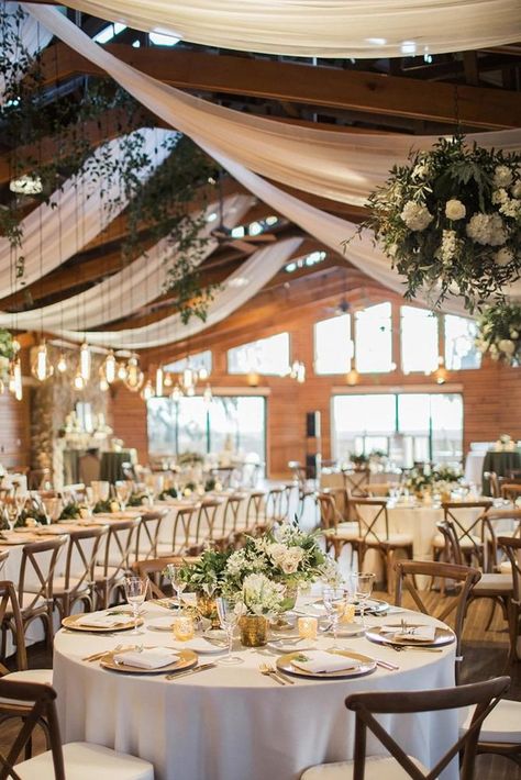 21 Natural Wedding Decor Ideas | Wedding Forward Barn Wedding Reception Decorations, Rustic Barn Wedding Reception, Natural Wedding Decor, Wedding Ceiling, Rustic Wedding Decorations, Barn Wedding Reception, Barn Wedding Decorations, Barn Reception, Future Wedding Plans