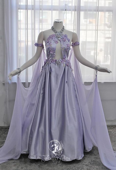 Purple Fantasy Dress, Queen Purple, Firefly Path, Fairy Dresses, Fantasy Dresses, Royal Dresses, Lavender Dresses, Fantasy Gowns, Medieval Dress