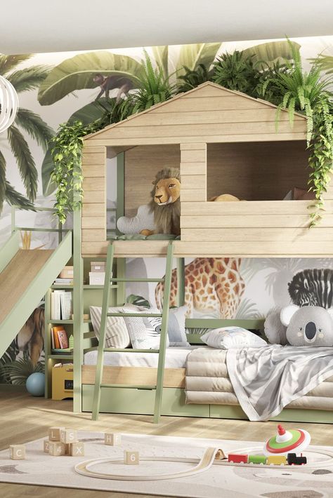 Jungle Bedroom Kids, Ideas For A Bedroom, Explorer Bedroom, Jungle Bedroom Theme, Jungle Theme Rooms, Kids Jungle Room, Safari Bedroom, Girls Bedroom Sets, Jungle Bedroom