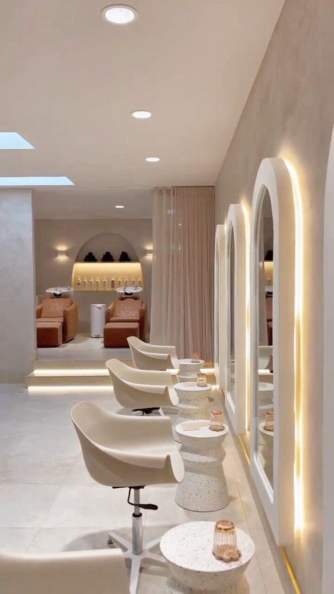 AT MUSE ~ Pure tranquillity within this #saloninterior transformation!. Features the ECO #stylingChair, and HAZEL #washlounge in Tan 📷… | Instagram Hair Salon Prices, Beauty Room Salon, Hair Salon Design, Spa Interior Design, Hair Salon Interior, Salon Suites Decor, Style Salon, Hair Salon Decor, Spa Interior