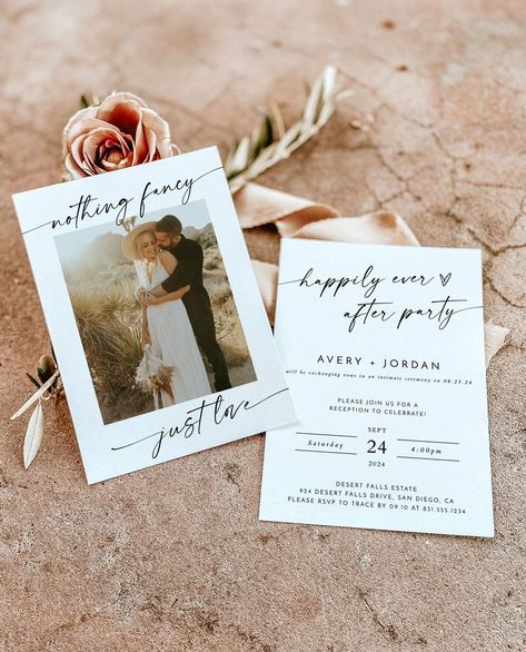 This lovely Reception + Elopement Party Announcement features beautifully minimal calligraphy + design. Reception Invite, Happily Ever After Party, Ever After Party, Nothing Fancy Just Love, Wedding Announcements Photos, Elopement Party, Elopement Reception, Elopement Announcement, Photo Png