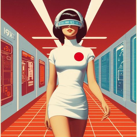 Created in DALL-E 3. #retrofuturism #sci-fi #prompt engineering #ai #Japan #Japanese See more here: https://www.youtube.com/watch?v=fS5AZRUa9NA Japanese Futurism Fashion, 50s Cyberpunk, Retro Futurism Advertising, Space Future Aesthetic, Retro Futuristic Pinup, Atompunk Aesthetic Outfit, Old Futurism, Sci Fi Pinup, Futuristic Retro Fashion