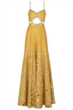 PAPA DON'T PREACH Yellow Noodle Strap Sequinned Jumpsuit Papa Don't Preach, Haldi Outfits, Trendy Outfits Indian, Indian Outfits Lehenga, Traditional Indian Dress, Indian Dresses Traditional, Traditional Indian Outfits, Indian Gowns Dresses, Indian Gowns