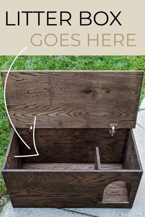 Corner Cat Litter Box Ideas, Litter Enclosure Diy, Cat Litter Bench Diy, Bench Litter Box Enclosure, Cat Litter Box Ideas To Keep Dogs Out, Catbox Solutions Diy, Litter Box Bench Diy, Disguised Cat Litter, Outside Litter Box Ideas