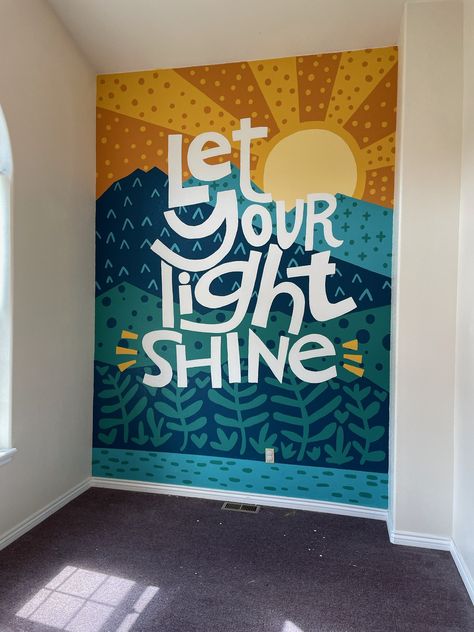 Cool Wall Murals, Painted Fences, Pizza Instagram, Homeschool Space, Apparel Business, Sunday School Rooms, Mural Inspiration, Sunday School Classroom, الفن الرقمي