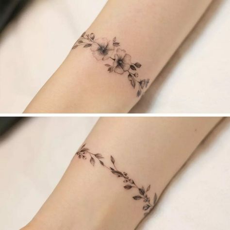 Braclet Tattoo, Arm Cuff Tattoo, Wrist Band Tattoo, Small Wave Tattoo, Wrist Bracelet Tattoo, Cuff Tattoo, Tattoo Floral, Bracelet Tattoo, Tattoos For Black Skin