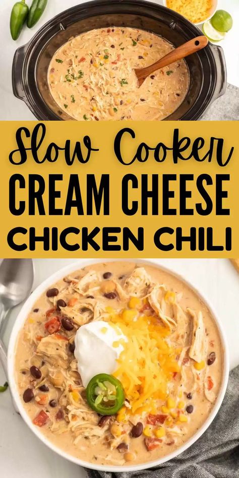 Crock Pot Meals For Cold Weather, Cream Cheese Chili Crock Pot, Crock Pot Meals With Cream Cheese, Best Crockpot Chicken Chili, White Chicken Chili Slow Cooker Cream Cheese, 3 Hour Crockpot Recipes Chicken, Easy And Cheap Crockpot Recipes, White Chicken Chilli With Cream Cheese, Slow Cooker Cream Cheese Chicken Chili My Incredible Recipes