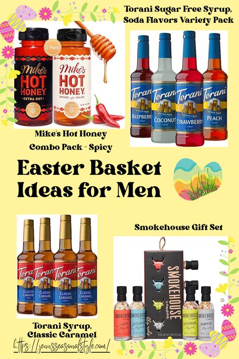 Hop into the season with a curated collection of  Easter Basket Ideas for Men that redefine festive sophistication!  From gourmet treats to chic accessories, discover the perfect blend of whimsy and elegance. Elevate your Easter celebration and make it memorable for grown-ups with these delightful goodies! #EasterCelebration #EasterJoy #AdultEasterBaskets #Easter2024" Men’s Easter Basket, Mens Easter Basket, Mocha Drink, Adult Easter Baskets, Trendy Easter, Soda Flavors, Italian Soda, Peach Syrup, Flavored Sugar