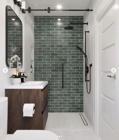 30 Beautiful Small Bathroom Tile Ideas You Will Love Simple Bathroom Tile Ideas Small Baths, Green Tile Small Bathroom Ideas, Tiles On Bathroom Walls, Small Bathroom Addition Layout, Bathroom 5x8 Ideas, Small Bathroom Stall Shower Remodel, Small Standing Shower Remodel Bathroom Ideas, Small Ensuites Narrow, Small Bathroom Tile Shower Walk In