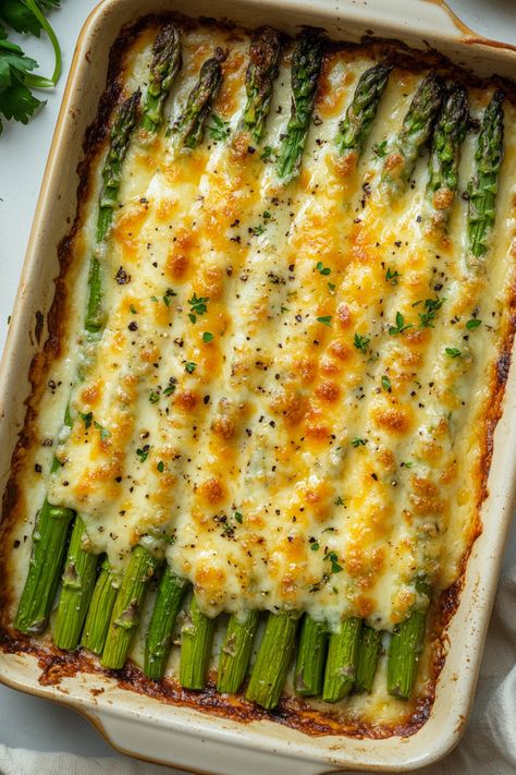 Cheesy Baked Asparagus Baked Veggie Side Dishes, Asparagus Recipes With Sauce, Turkey And Asparagus Recipes, Cheese Asparagus Recipes, Cheesy Garlic Roasted Asparagus, Recipes Using Frozen Asparagus, Cheesy Vegetable Recipes, Yummy Asparagus Recipes, Cheesy Baked Asparagus With Gruyere