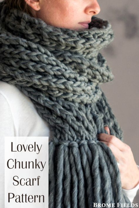 Chunky Knit Scarf Knitting Stitches For Chunky Yarn, Chunky Knit Hat And Scarf Pattern Free, Wide Scarf Knitting Patterns, Knitting Chunky Scarf, Finger Knit Scarf Tutorial, Chunky Infinity Scarf Knit Pattern, Jumbo Yarn Scarf, Super Bulky Yarn Scarf, Chunky Wool Scarf Knitting Pattern