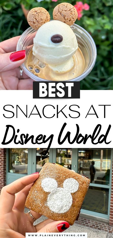 Best Disney World Snacks, 2024 Edition Must Try Disney World Snacks, Disney Finger Foods, Best Snacks At Disney World, Disney World Food 2024, Disney Dining Plan 2024 Snacks, Disney Ideas Vacation, Disneyland Food Bucket List, Disney Snacks To Pack, Disney Tips And Tricks 2024