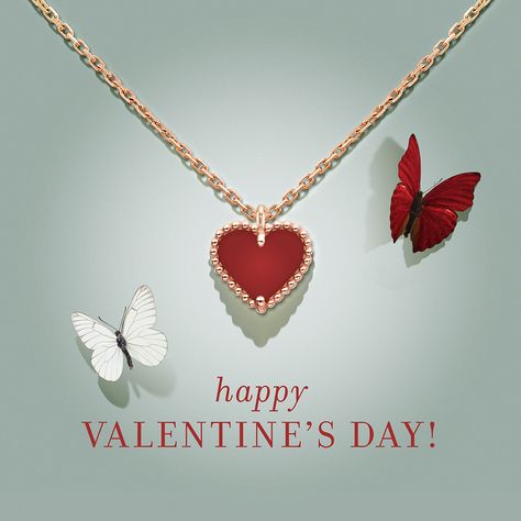 Van Cleef & Arpels wishes you a Happy Valentine's Day! Love and luck are united in this Sweet Alhambra heart pendant #VCAalhambra #ValentinesDay #vancleefarpels Van Cleef Necklace, Love And Luck, Van Cleef And Arpels Jewelry, Valentine Wishes, Four Leaf Clover Necklace, Van Cleef And Arpels, Jewelry Photoshoot, Gift Bouquet, Clover Necklace