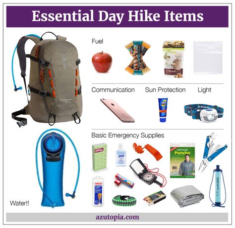 Day Hike Essentials, Hike Essentials, Hiking Day Pack, Hiking Supplies, Hiking Hairstyles, Hiking Food, Hiking Tattoo, Summer Hiking, Hiking Pack