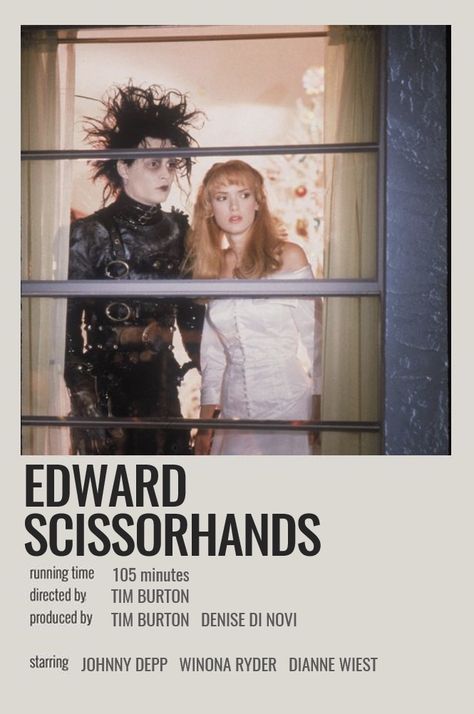 Edward Scissorhands Polaroid Poster, Edward Scissorhands Minimalist Poster, Autumn Aesthetic Tv Shows, Vintage Halloween Movie Posters, Edward Scissorhands Movie Poster, Fall Movies Posters, Halloween Movies Polaroid Poster, Alternative Horror Movie Posters, Movie Prints Horror