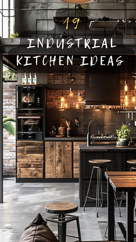 Achieve an industrial kitchen look on a budget! Click for affordable ideas that still capture the essence of industrial chic. 💸🍴 #BudgetKitchen #IndustrialLook #AffordableIdeas #IndustrialChic #SaveMoney Small Industrial Kitchen, Rustic Industrial Kitchen Design, Modern Industrial Kitchen Design, Black Industrial Kitchen, Industrial Kitchen Ideas, Industrial Kitchen Shelves, Industrial Farmhouse Kitchen, Industrial Chic Kitchen, Rustic Industrial Kitchen