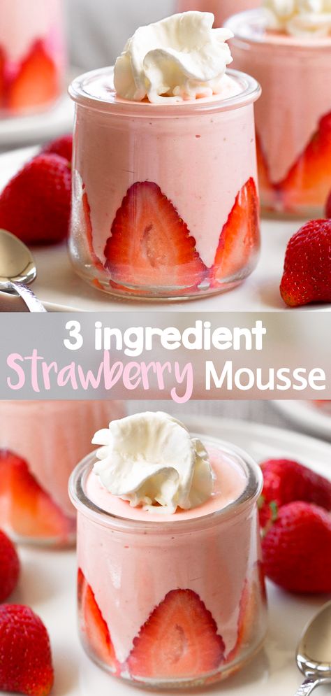 Yummy Strawberry Desserts, Thanksgiving Desserts Strawberry, Strawberry Mouse Desserts, Over Ripe Strawberry Recipes, Homemade Mousse Desserts, What To Make With Strawberries Easy, Deserts With Strawberries Easy, Soft Dessert Recipes, Strawberry Keto Dessert