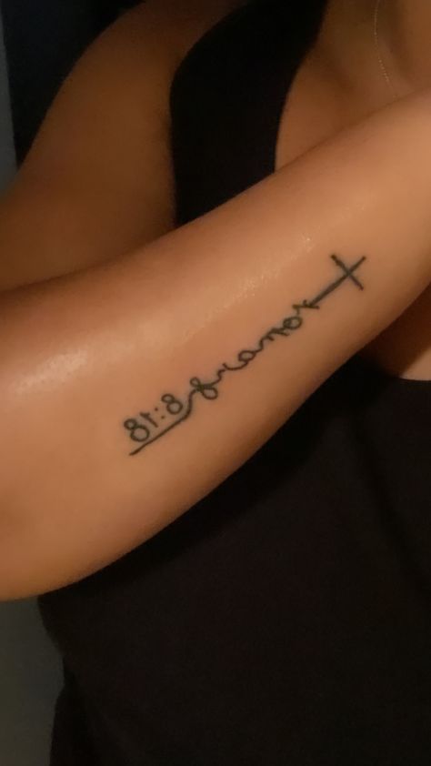 God First Tattoos Women, Small Rip Tattoos Ideas, Bible Verse Tattoos For Women On Arm, Small Bible Verse Tattoos For Women, Dope Tattoos For Women Arm, Scripture Tattoos For Women Arm, Side Of Arm Tattoos For Women, Bible Verse Tattoo Ideas, Side Arm Tattoos For Women