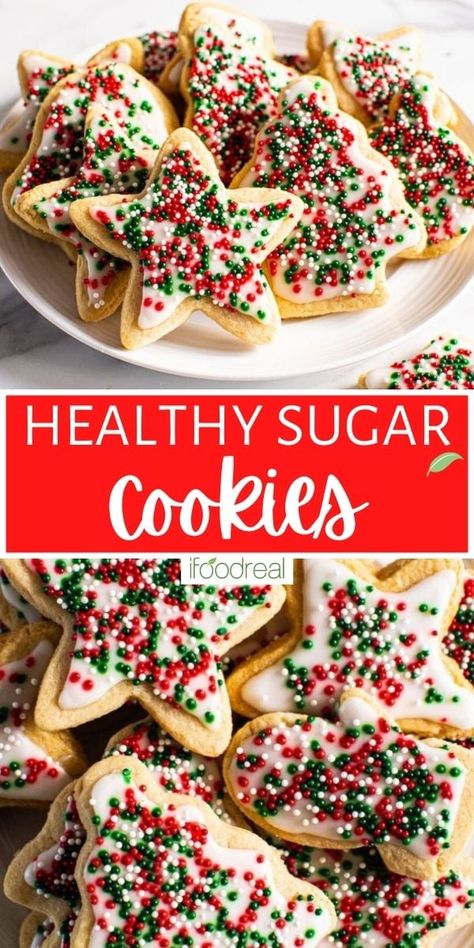 Add these Healthy Sugar Cookies to your Christmas cookies wish list this year! They're incredibly light, buttery, and classically delicious. Made with almond flour and cane sugar (or make sugar free) they're the perfect cookie to decorate as desired. Gluten Free Cookie Recipes Almond Flour, Healthy Cookie Decorating, Healthy Christmas Sugar Cookies, Clean Christmas Cookie Recipes, Healthy Cookies Almond Flour, Healthy Cutout Cookies, Christmas Cookies Almond Flour, Clean Christmas Cookies, Sugar Free Desserts Christmas