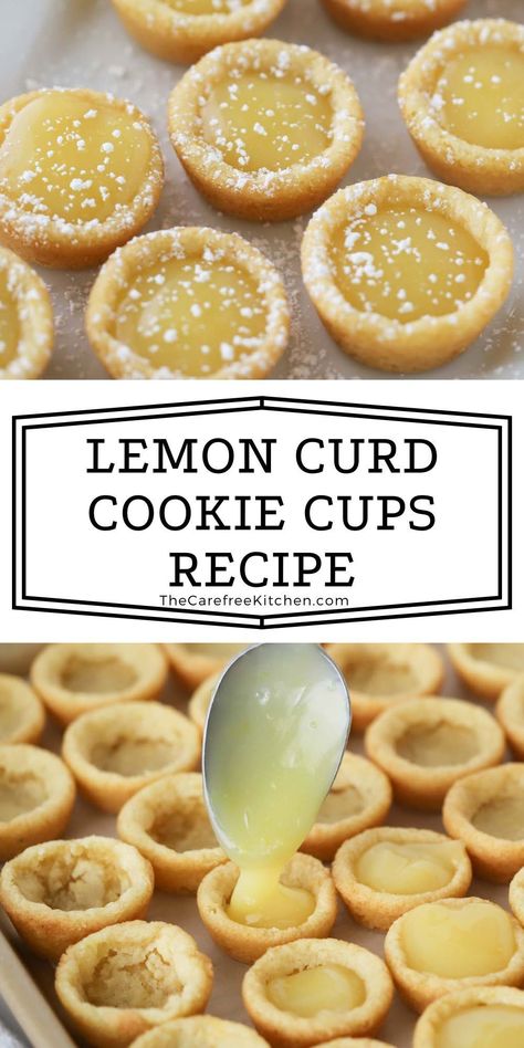 Lemon Bar Cookie Cups, Lemon Curd Cookies Recipe, Lemon Bar Cookies, Soft Sugar Cookie, Homemade Lemon Curd, Cookie Cups Recipe, Lemon Bar, Lemon Curd Recipe, Lemon Dessert Recipes