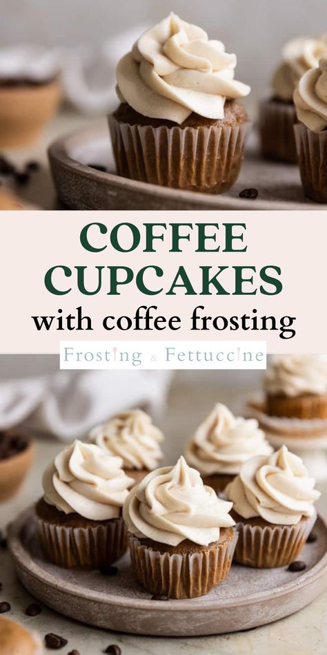 Homemade Wedding Desserts, Coffee Buttercream Frosting, Creamy Vanilla Frosting, Coffee Frosting, Homemade Cupcake Recipes, Delicious Cupcakes Recipes, Healthy Cupcakes, Coffee Buttercream, Coffee Cupcakes