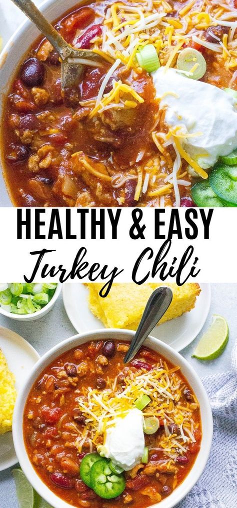 Turkey Chili Recipe Crockpot, Healthy Turkey Chili, Easy Turkey Chili, Turkey Chili Crockpot, Turkey Chili Healthy, Turkey Chili Recipe, Ground Turkey Recipes Healthy, Chili Recipe Turkey, Chili Recipe Crockpot