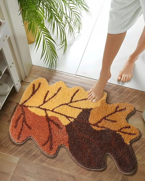 Fall Bathroom Rugs Cute Maple Leaf Bath Mat, Washable Non-Slip Absorbent Microfiber Bath Rug for Tub Shower Autumn Farmhouse Decor, 20''x32'', Yellow/Brown/Rust Rugs Cute, Autumn Farmhouse, Fall Bathroom, Tub Shower, Bath Rug, Bathroom Rugs, Maple Leaf, Bath Mat, Rug