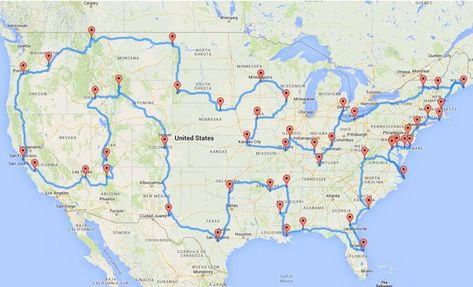 Map Of The Most Perfect US Road Trip, According To Science. – InspireMore Falaise Etretat, Carlsbad Caverns National Park, Ultimate Road Trip, Road Trip Map, Usa Roadtrip, Cross Country Road Trip, Road Trip Routes, Perfect Road Trip, Us Road Trip