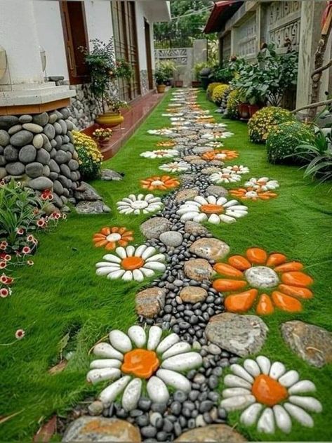 نباتات منزلية, Rock Garden Design, Garden Decor Projects, Garden Yard Ideas, Garden Path, Outdoor Decor Backyard, Design Exterior, Backyard Patio Designs, Backyard Decor