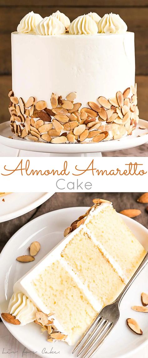 Amaretto Cake, Almond Cake Recipe, Boozy Desserts, Cake Layers, Almond Cake, Almond Flavor, Classic Cake, Almond Cakes, Vanilla Buttercream